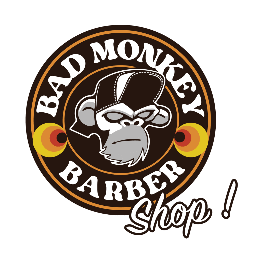 Bad Monkey Barber Shop Patong logo with retro color accents and signature monkey design.