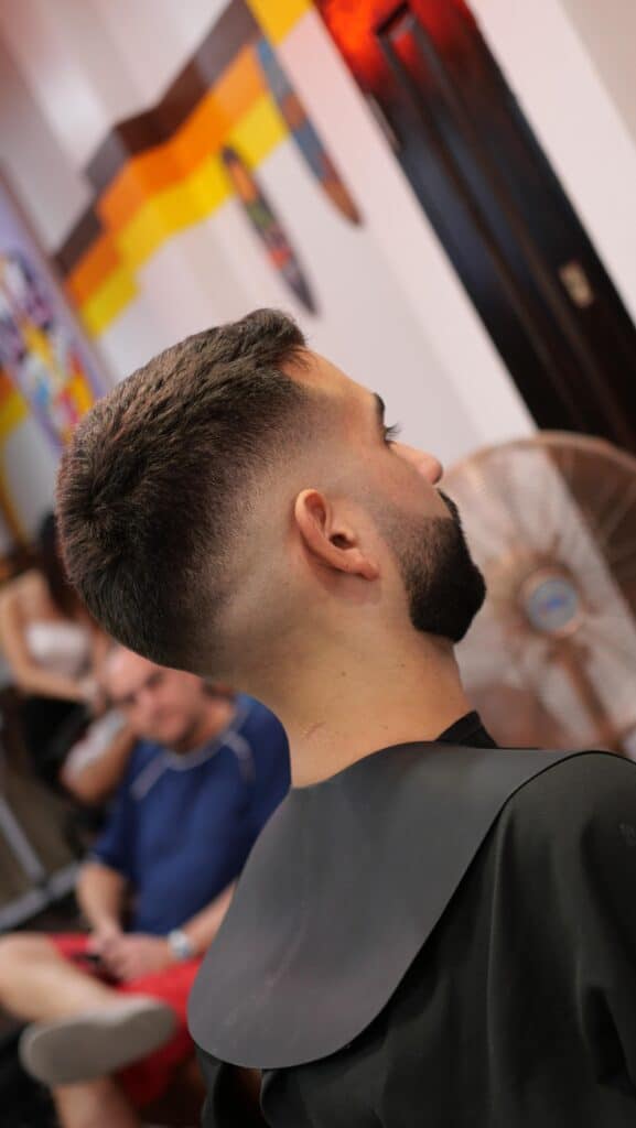 Low skin fade and beard trim at Bad Monkey Barber Shop Patong.