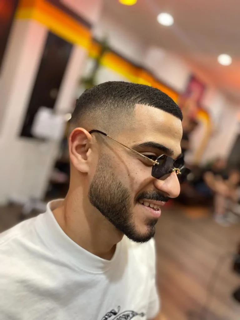 Textured crop fade haircut at Bad Monkey Barber Shop Patong